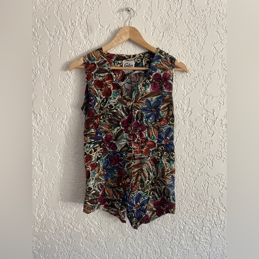 Cautiva Paris RARE 80s Vintage French Watercolor Vest - M
